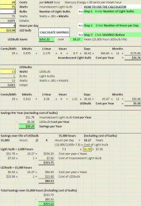 LED Power Savings Calculator screen shot